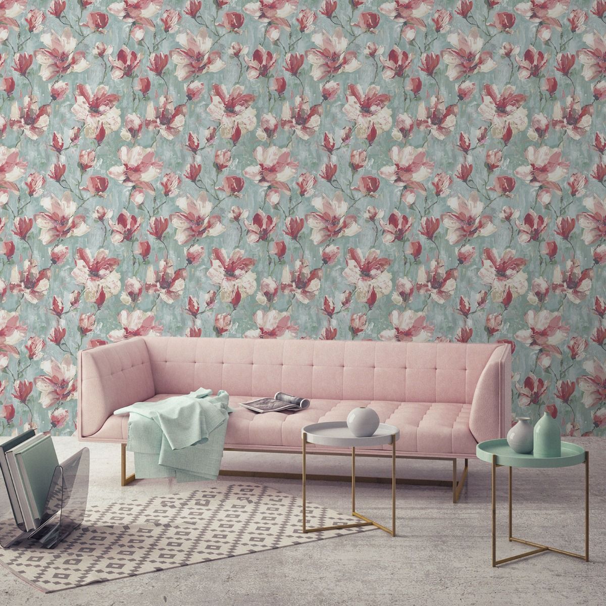 Camilla Floral Teal and Pink
