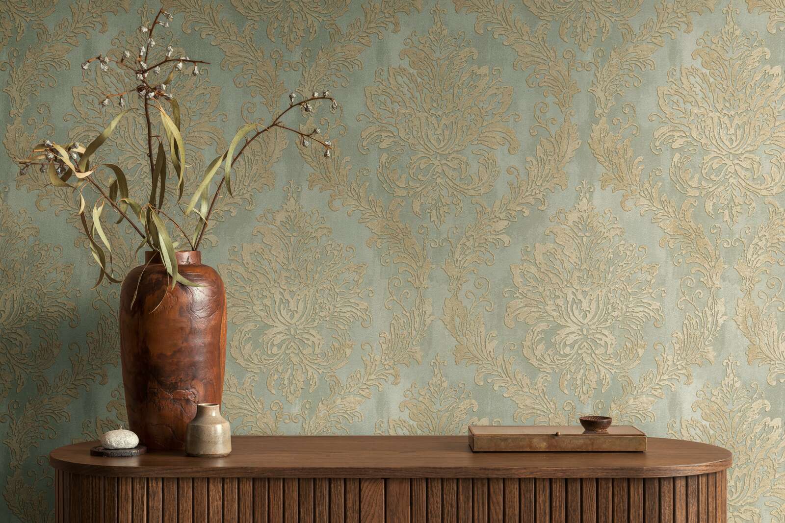 Baroque Damask Sage Gold - Image 4