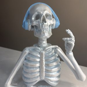 Skeleton with Headphones Blue