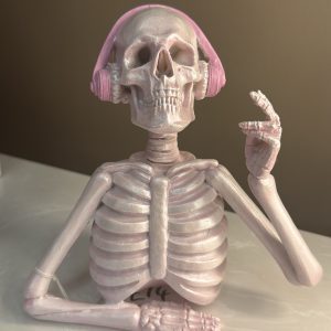 Skeleton with Headphones Pink