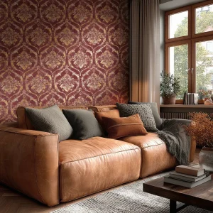 Style And Vibes Damask Red Gold