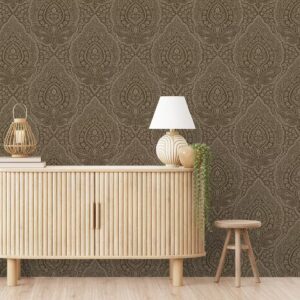 Chantilly Lace Damask Brown Taupe