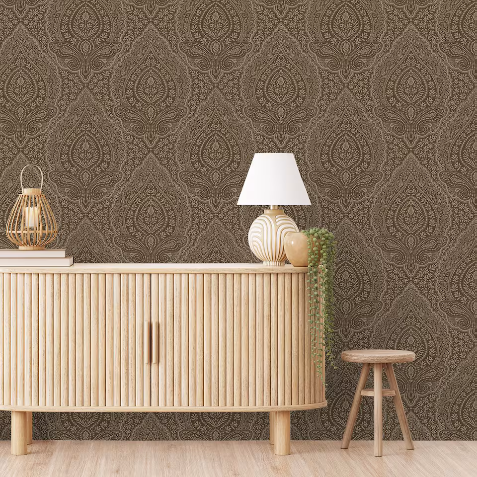 Chantilly Lace Damask Brown Taupe
